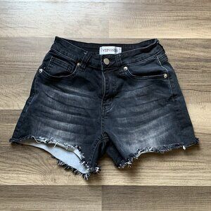 Grunge Casual Edgy Vipones Black Distressed Raw Hem High Waist Size 0